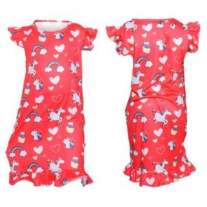NEW Girls Nightgowns, Unicorn Princess Pajama Dresses for Girls Sleepwear 4-6Y